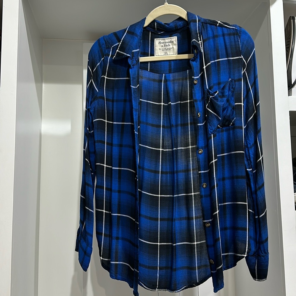 Blue plaid Abercrombie and Fitch button up